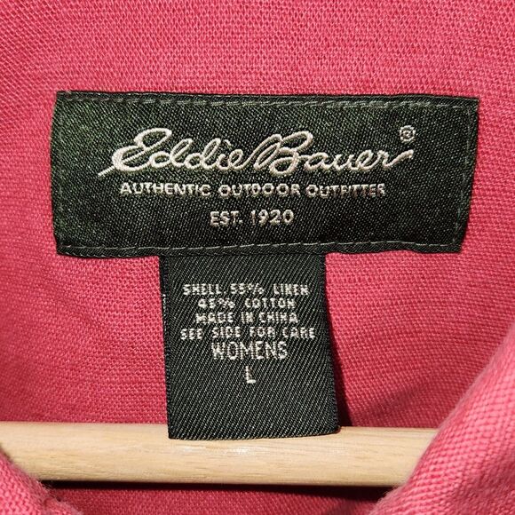 Eddie Bauer Authentic Outdoor Outfitter Pink Button-up Jacket Women L Linen - Picture 6 of 10